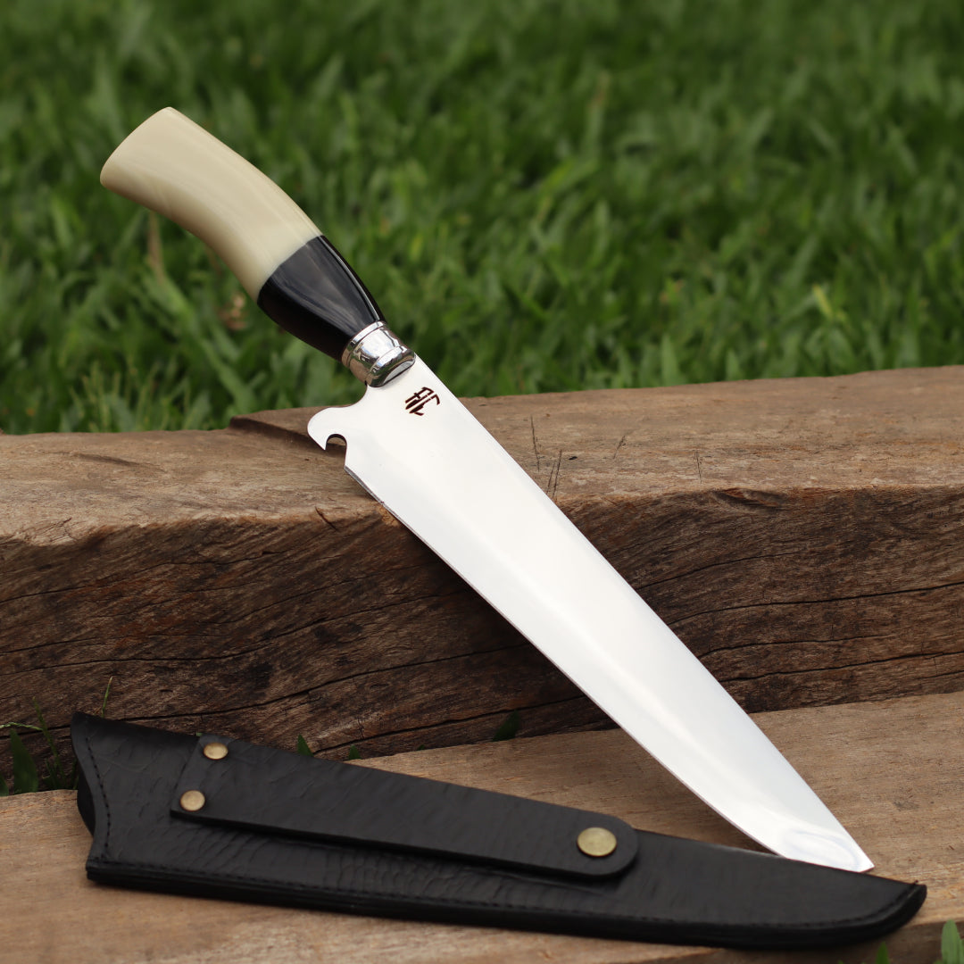 Faca Churrasco Picanheira Cabo de Osso | Aço Inox 10"