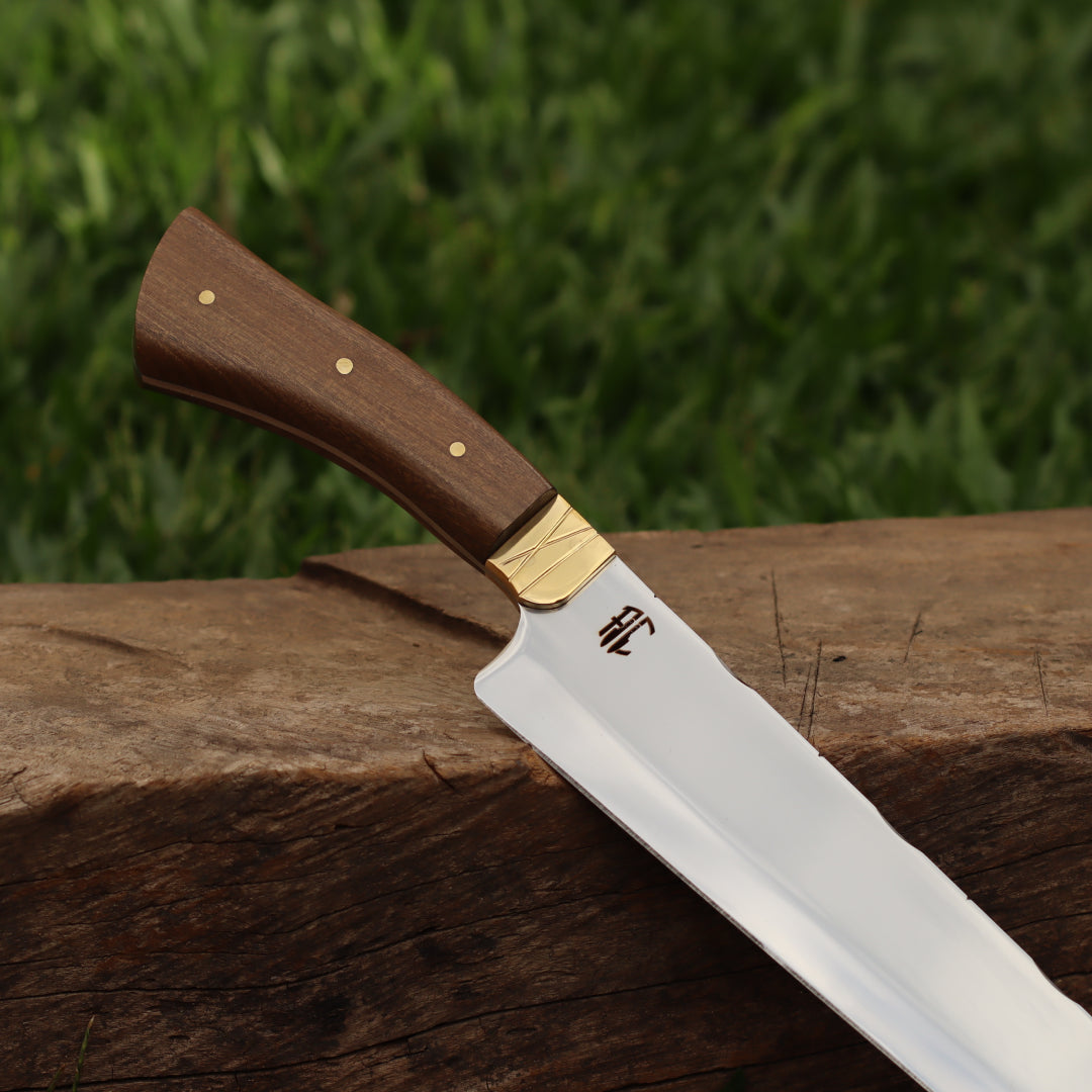 Faca Churrasco Artesanal Personalizada Picanheira Slim Com e Sem Cruz | Aço Inox 10"