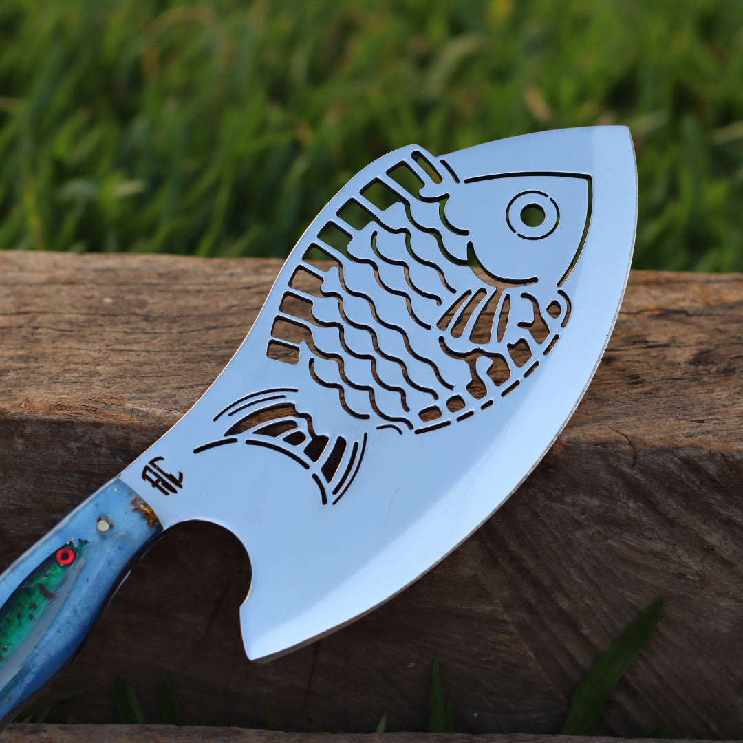 Cutelo Churrasco Artesanal Personalizado Peixe | Aço Inox 7"