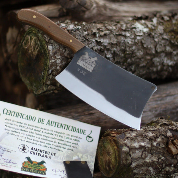 Cutelo Churrasco Artesanal Personalizado Pescaria Raiz | Brut Forge 7" - Amantes de Cutelaria