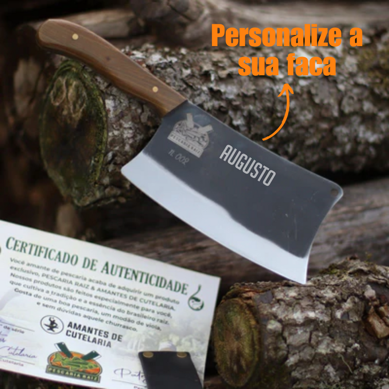 Cutelo Churrasco Artesanal Personalizado Pescaria Raiz | Brut Forge 7"