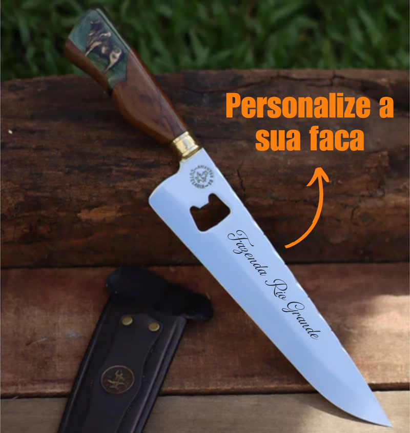 Faca Churrasco Artesanal Personalizada Picanheira Nelore | Aço Inox 10"