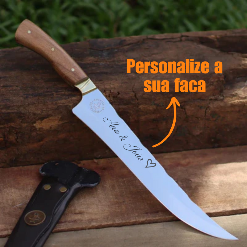 Faca Churrasco Artesanal Personalizada Fileteira | Aço Inox 10"