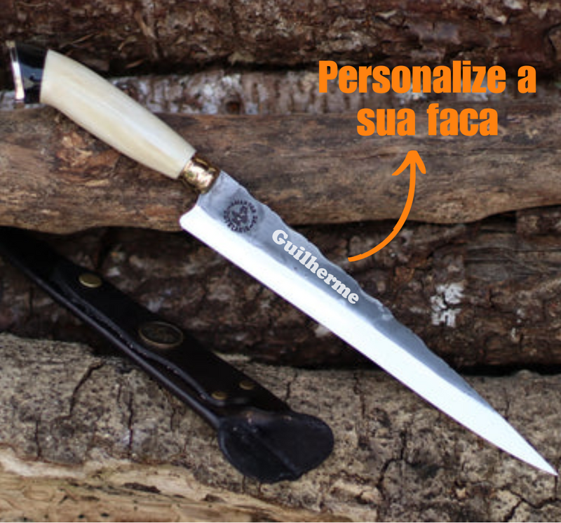 Faca Artesanal para Churrasco Personalizada | Presente | Cervo, Tatu, Cavalo