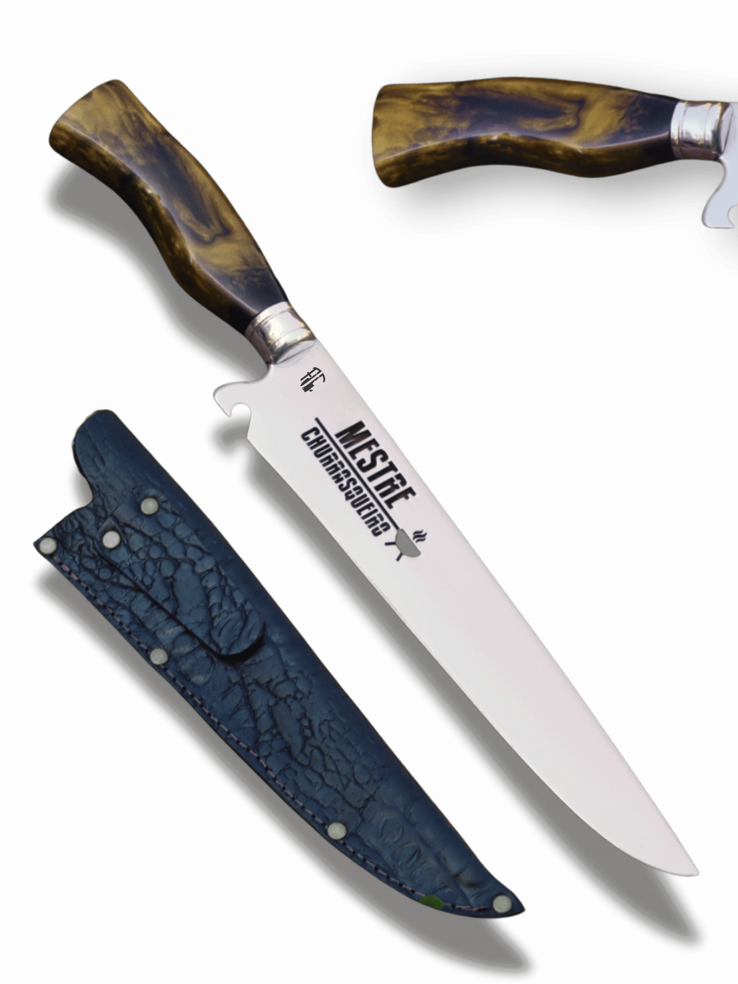 Faca Churrasco Artesanal Picanheira Mestre Churrasqueiro | Aço Inox 10"