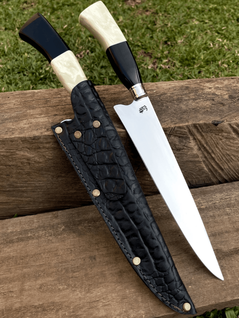 Faca Churrasco Artesanal Picanheira Cabo de Osso | Aço Inox 9"