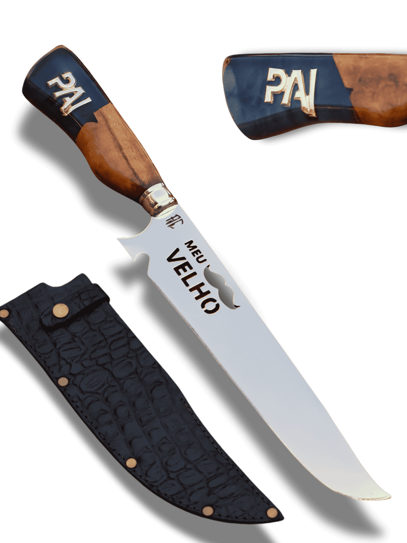 Faca Churrasco Artesanal Dia dos Pais | Aço Inox Personalizada Meu Velho