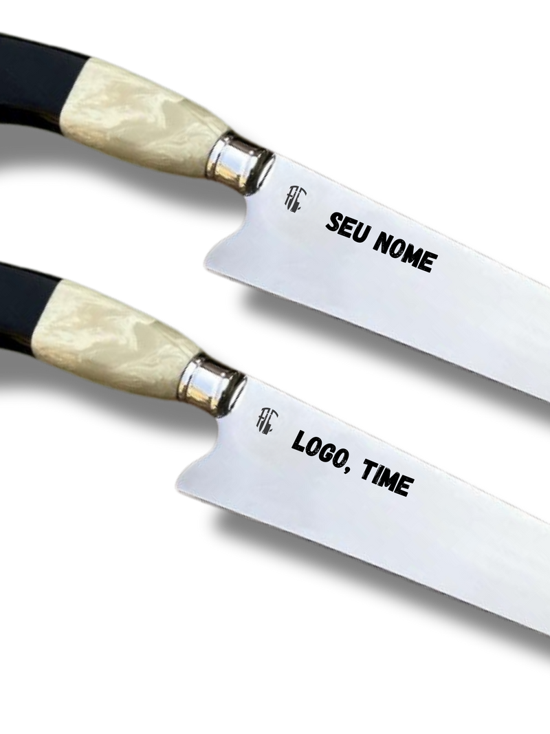 Faca Churrasco Artesanal Picanheira Cabo de Osso | Aço Inox 9"