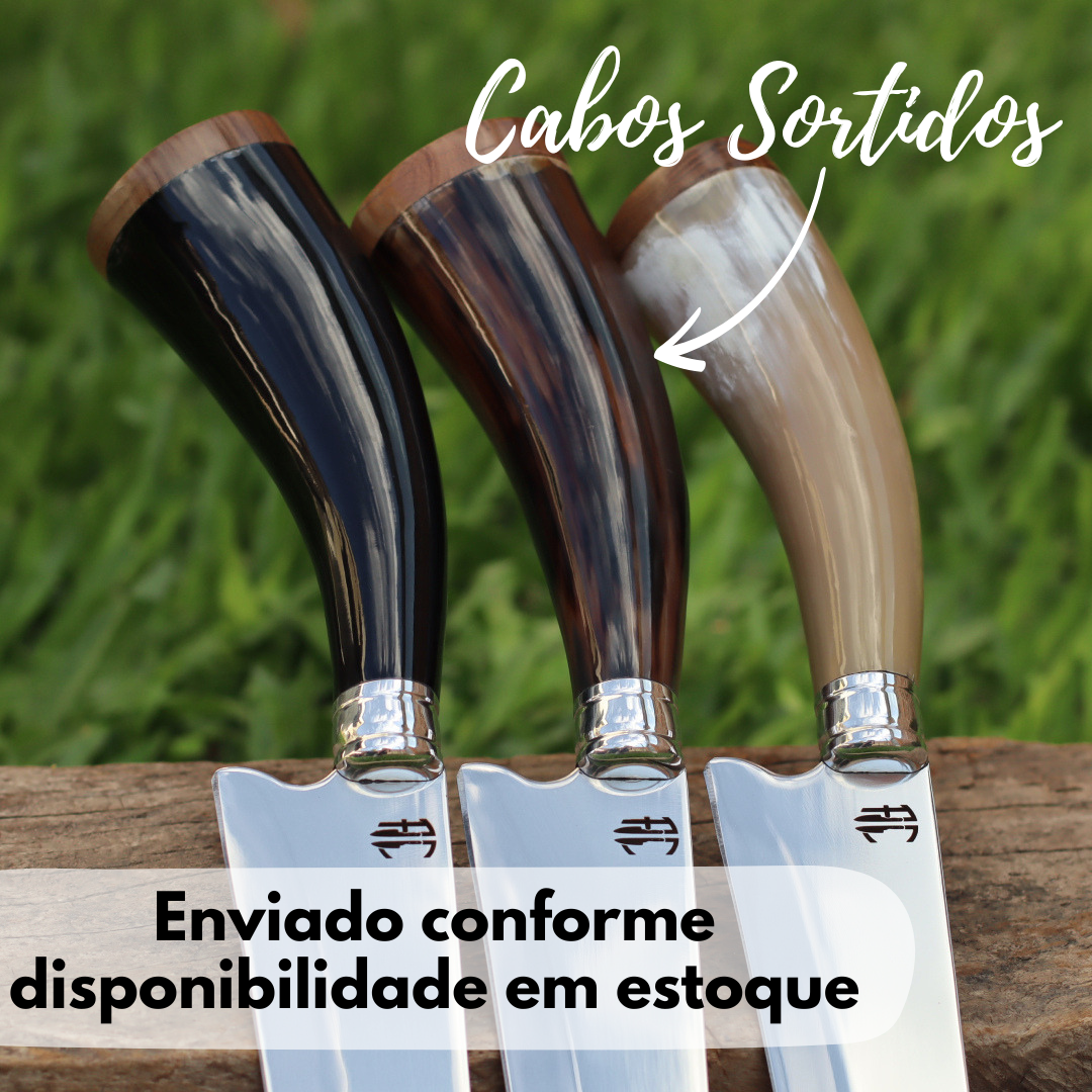 Faca Artesanal para Churrasco Personalizada Chifre Natural Sortido | 9' polegadas