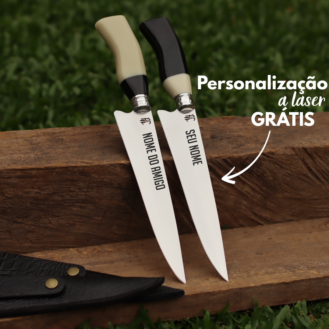 Kit 2 Facas Artesanais para Churrasco Aço Inox  | 9"