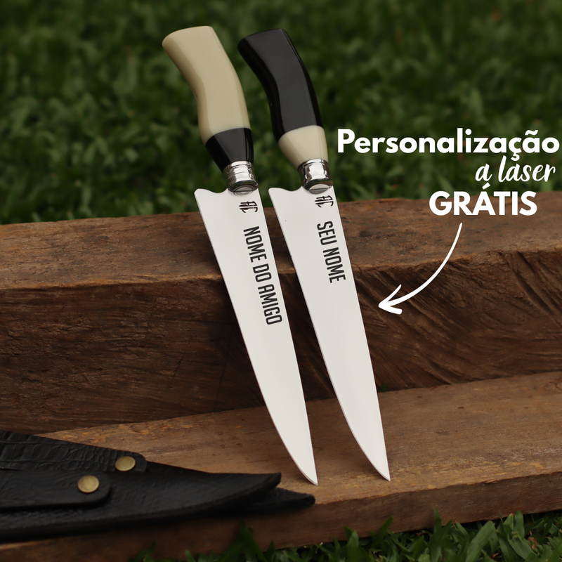 Kit 2 Facas Artesanais para Churrasco Aço Inox  | 9"