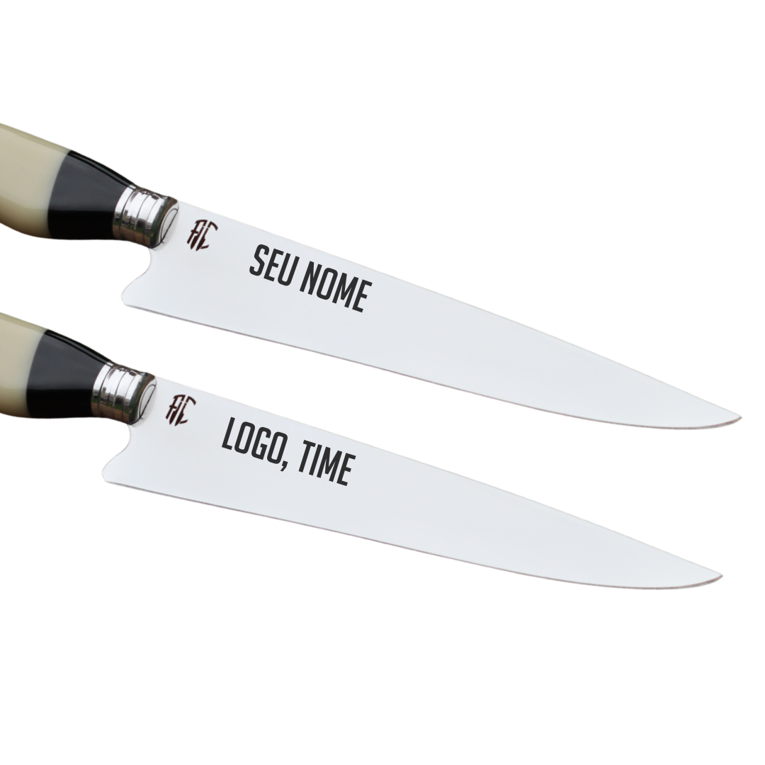 Faca Churrasco Artesanal Picanheira Cabo de Osso | Aço Inox 9"