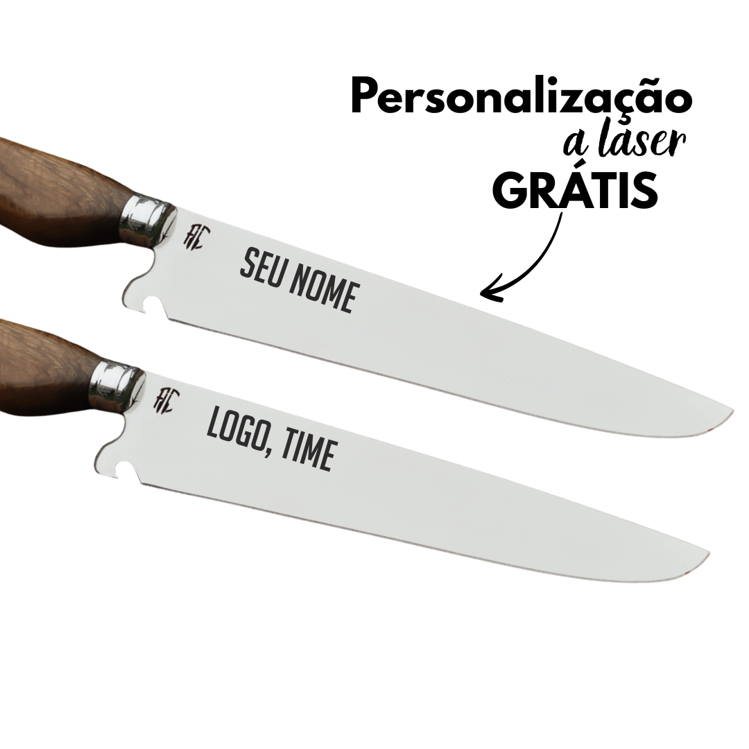 Faca Churrasco Picanheira Cabo em Madeira Nobre | Aço Inox 10"