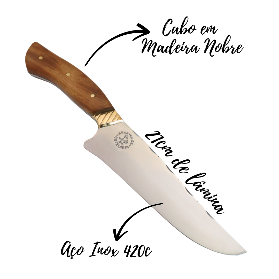 Faca Churrasco Artesanal Personalizada Gaúcha | Aço Inox 8"