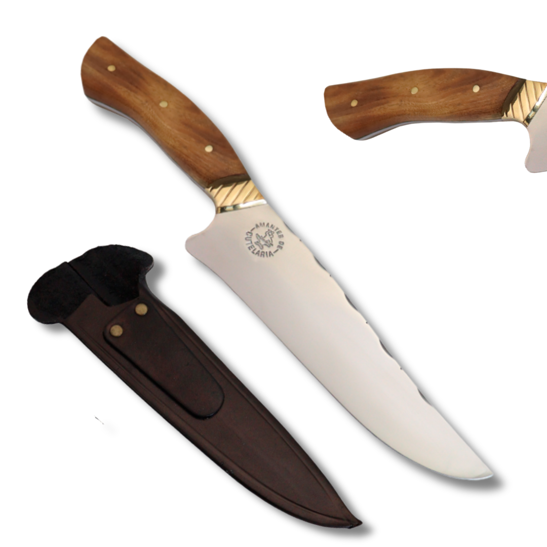 Faca Churrasco Artesanal Personalizada Gaúcha | Aço Inox 8"