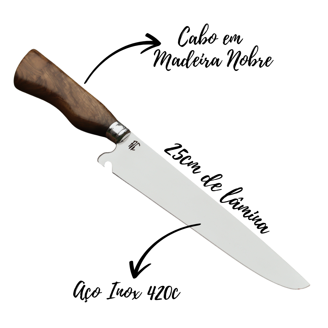 Faca Churrasco Picanheira Cabo em Madeira Nobre | Aço Inox 10"