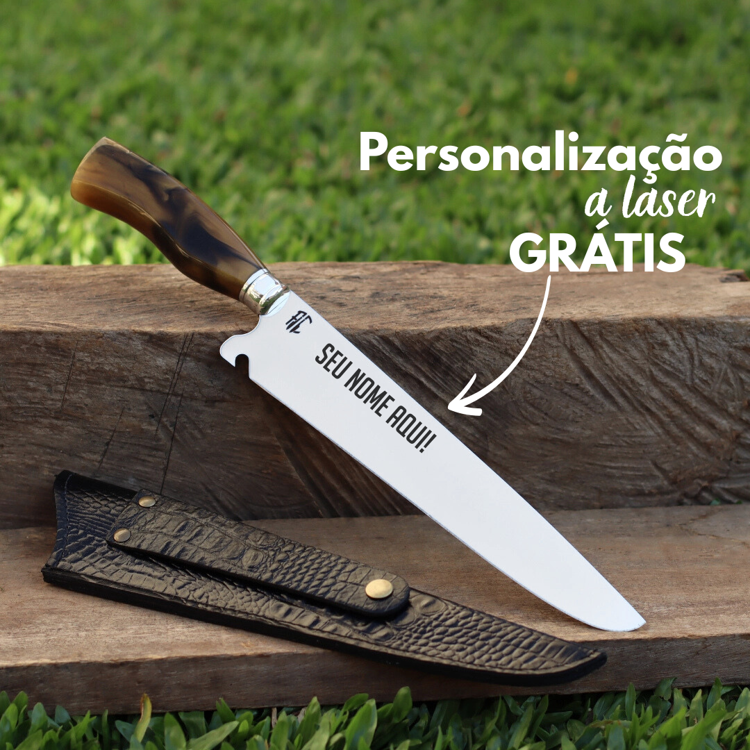 Faca Churrasco Picanheira Cabo de Osso | Aço Inox 10"