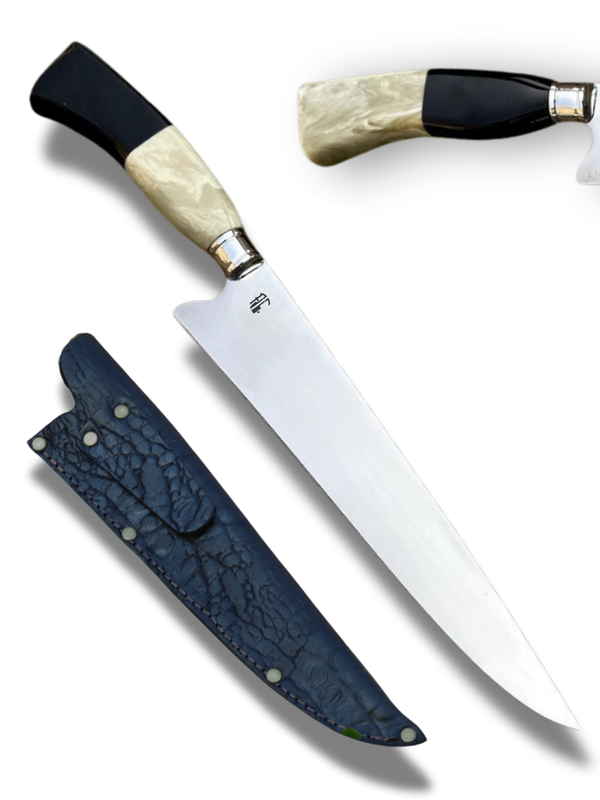 Faca Churrasco Artesanal Picanheira Cabo de Osso | Aço Inox 9"